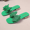 Square toe new arrival sandals and slippers for women with cross bows and metal buckles on thick heels and low export overseas wholesale