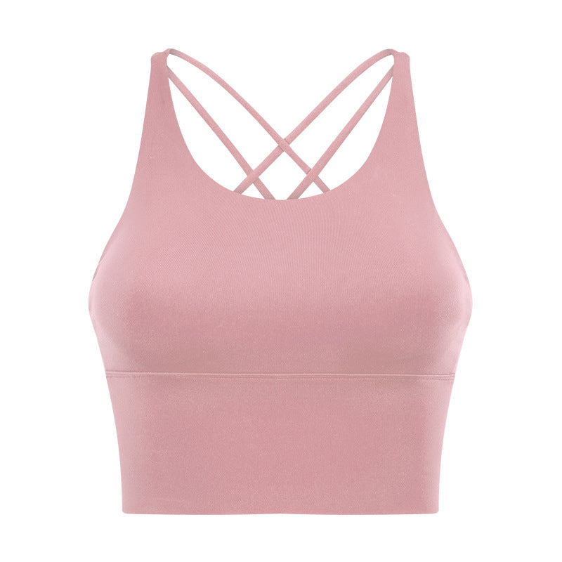 New arrival thin shoulder strap cross back sports intimates women's new arrivalsexybackless fitness yoga bra d19095