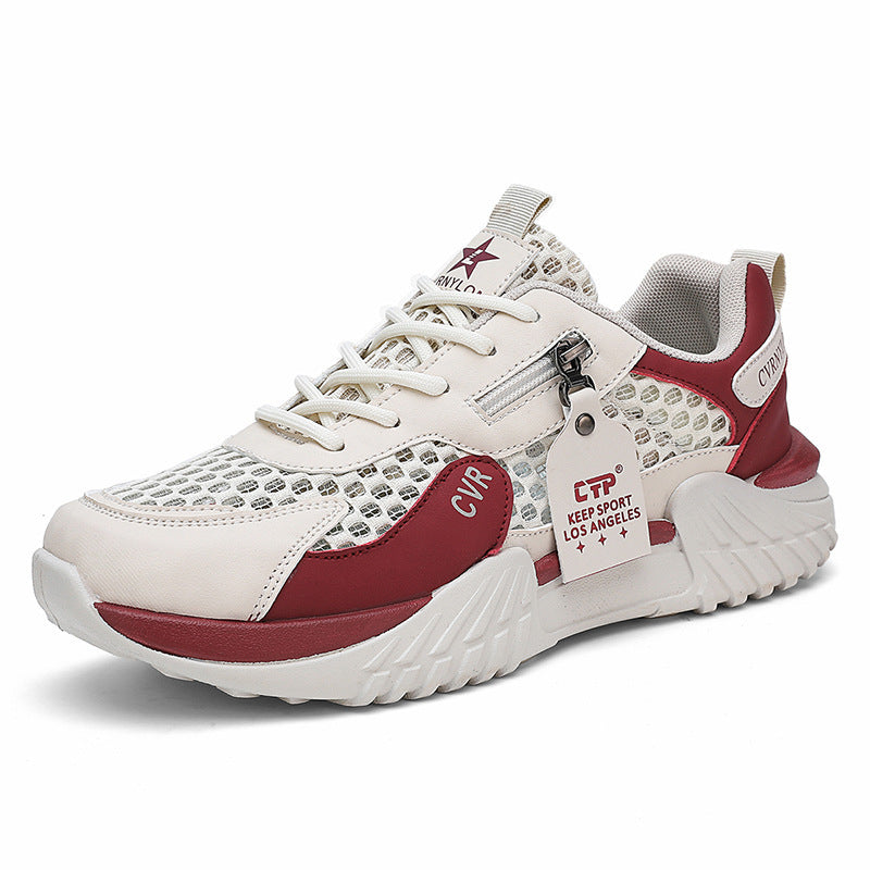 Men's athletic shoes 2026 new summer mesh breathable running shoes anti-slip wear-resistant chunky sole height increasing dad sneakers