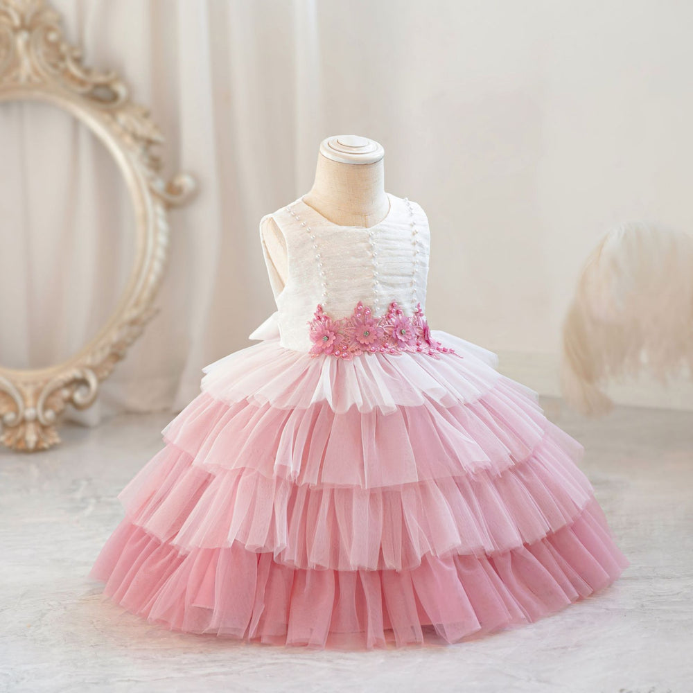 Ready-to-ship new children's formal dress, tulle princess gown, baby girl's first birthday banquet dress, flower girl dress
