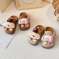 Cute kids birkenstock-style slippers 2025 - outdoor wear, minimalist closed-toe half slippers, spring/autumn girls' adorable cartoon cotton slippers