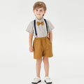 New boys' summer outfit set: striped short-sleeve shirt and overalls for mid-to-large children. customization available. wholesale from manufacturer. perfect for first birthday celebrations