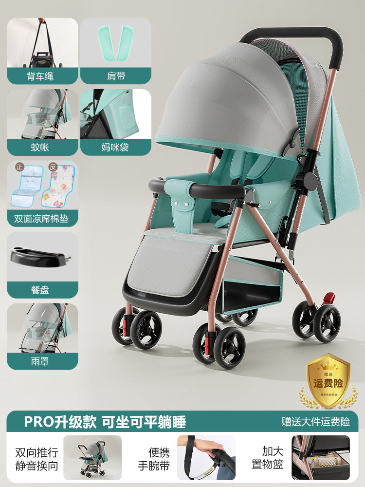 Baby stroller - convertible pushchair, lightweight & foldable, one-click fold, four-wheel design for easy walking, suitable for ages 0-3 years
