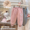 Girls' fall/winter casual pants - triple-layer quilted, extra thick, trendy baby pants, korean style children's cotton pants, stylish kids' clothing