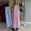 European and american cross-border women's clothing:  summer new collection - sweet & fresh bandeau striped loose long slip dress