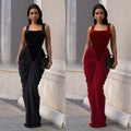 C7582 cross-border   fashion women's elegant waist-cinching backless sleeveless bodycon dress