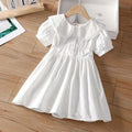 Girls' summer dress  new style chic cardigan slip dress baby solid color princess dress kids short sleeve skirt