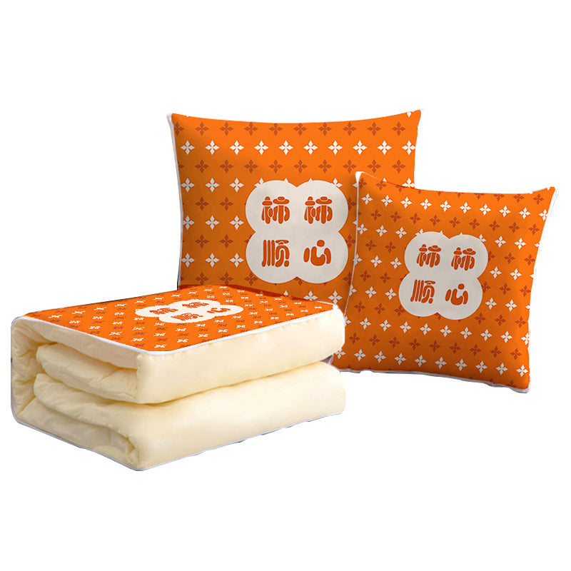 Dual-purpose throw pillow and blanket, short plush sofa cushion, car, living room, office nap multi-functional air conditioning blanket pillow
