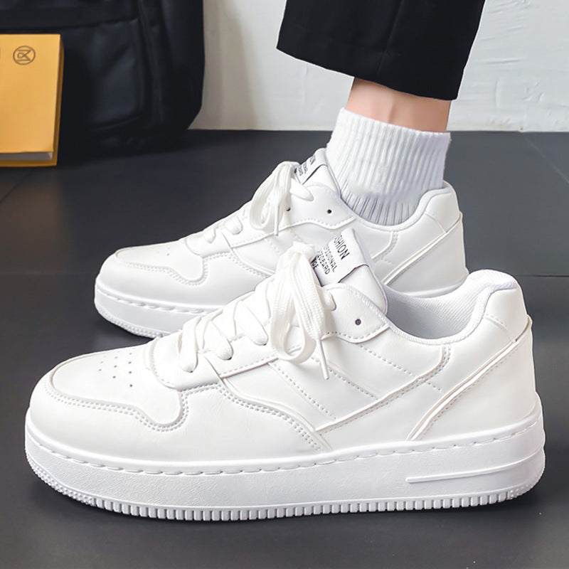 Men's white sneakers: spring breathable, trendy, versatile, high-end white skate shoes, athletic casual men's spring footwear