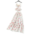 French holiday style floral suspender two-piece set women's summer pure lust style ruffles waist slimming lookelegantsuit