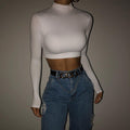 European and american style women's base layer top,  fall/winter new arrival, long sleeve turtleneck cropped sexy slim-fit undershirt