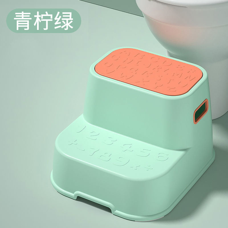 Kids stool thickened baby double-layer footstool non-slip stool plastic small bench toilet stool stable double-layer design