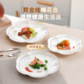 Wholesale gold-rimmed petal vegetable plate plum blossom plate for home ceramic dinner plate fish plate classy commercial cold dish plate