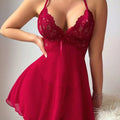 New sexy nightgown - bowknot deep v camisole slip dress - sheer mesh see-through lingerie dress - erotic underwear
