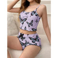 new women's butterfly print cami shorts loungewear - casual & wearable as sleepwear