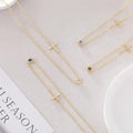 Amazon cross-border foreign trade small side cross necklace single side cross and birthstone necklace jewelry girls birthday gift