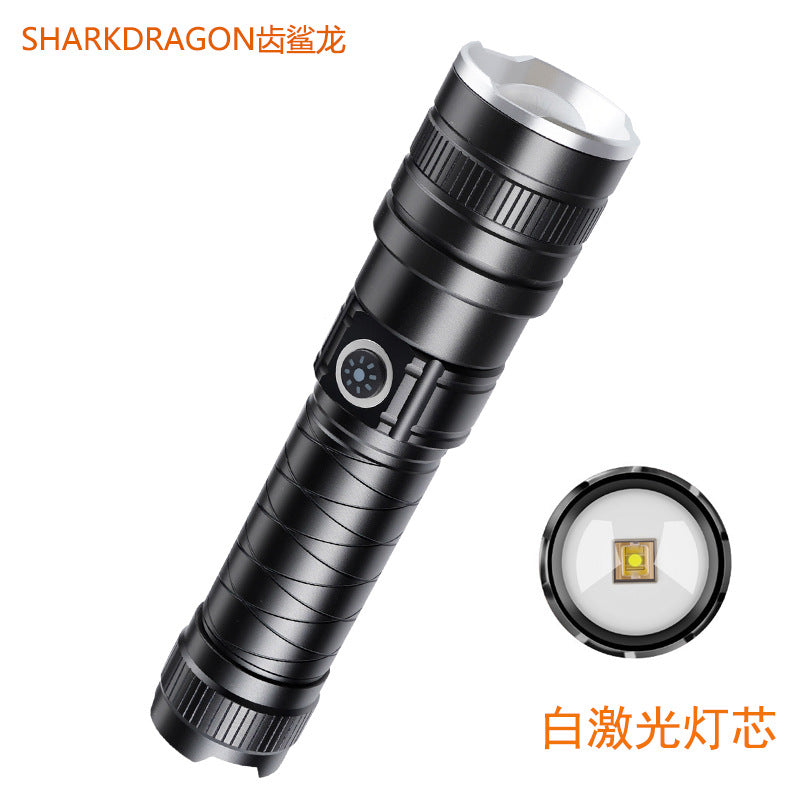 Cross-border new ultra-bright white laser flashlight USB charging outdoor zoom long-range strong light LED flashlight