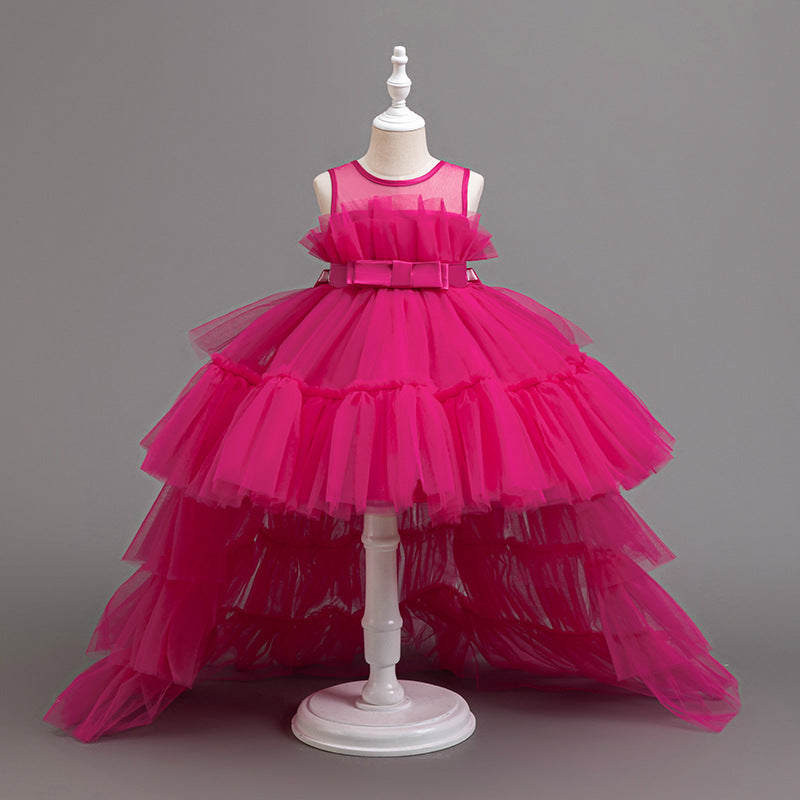 Girls' formal dresses with train length, detachable back length, children's princess dresses, gradient flower girl wedding dresses, cross-border dropshipping