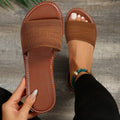 women's plus size flat sandals - new summer collection: solid color, round toe, slide-on, casual beach sandals for women