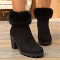New arrivalbootsshortfall and winter fur women's boots side zipper high heel fashion boots cross-border plus sizeheattech cotton boots for women