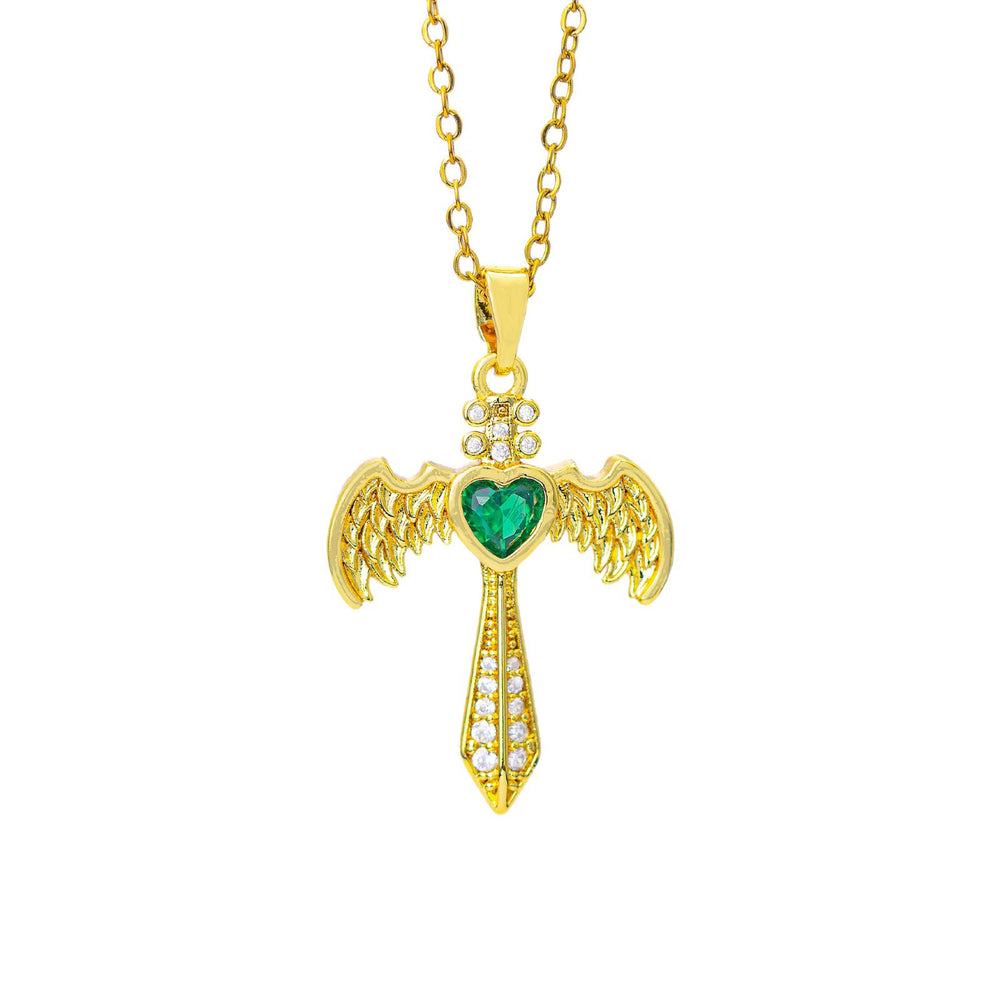 popular titanium steel wings cross necklace classyaccessible luxury pendant niche style design new arrivalsweater chain jewelry