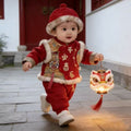 Winter clothes for full moon, 100 days, first birthday dress, red baby new year greetings, festive jumpsuit, baby thickened new year climbing suit