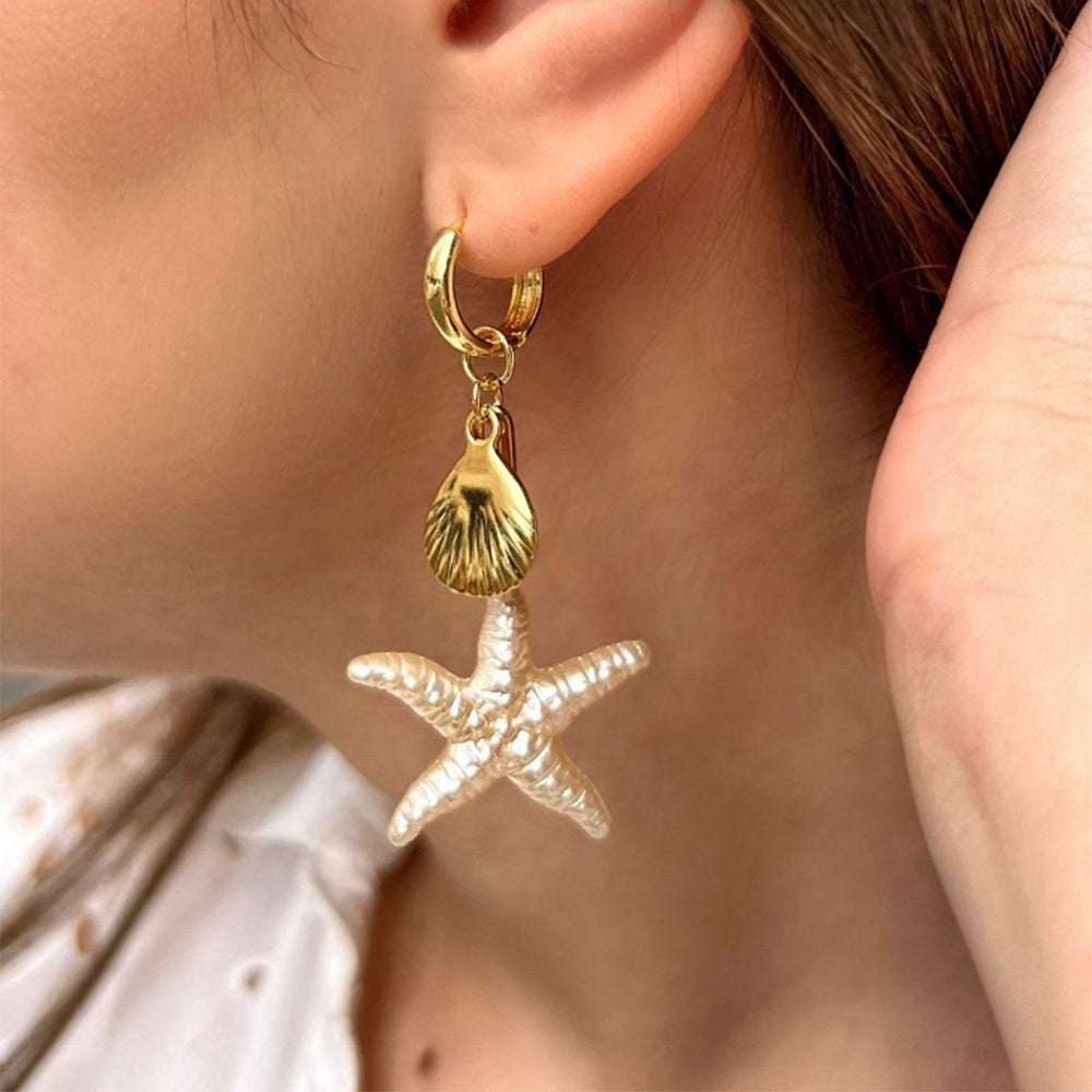 Women's earrings wholesale: european and american cross-border, ocean-themed, vacation style, niche, light luxury, high-end stud earrings, unique starfish earrings