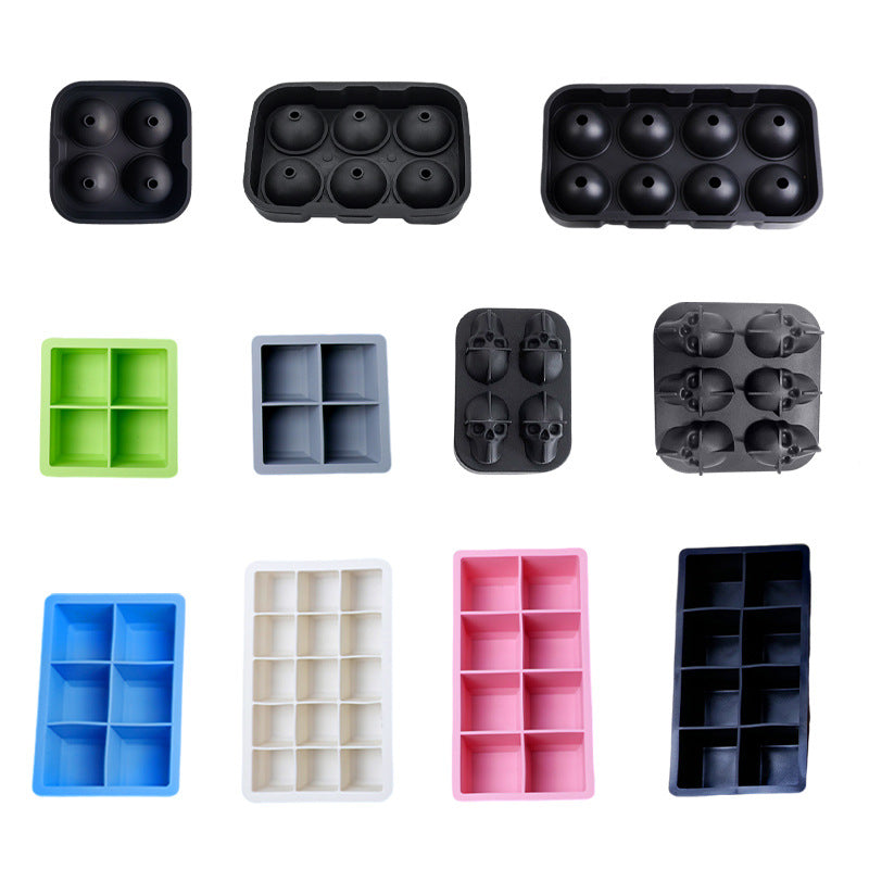 Freeze ice cube mold with lid silicone ice grids ice making film skull square ice maker cocktail ice ball film