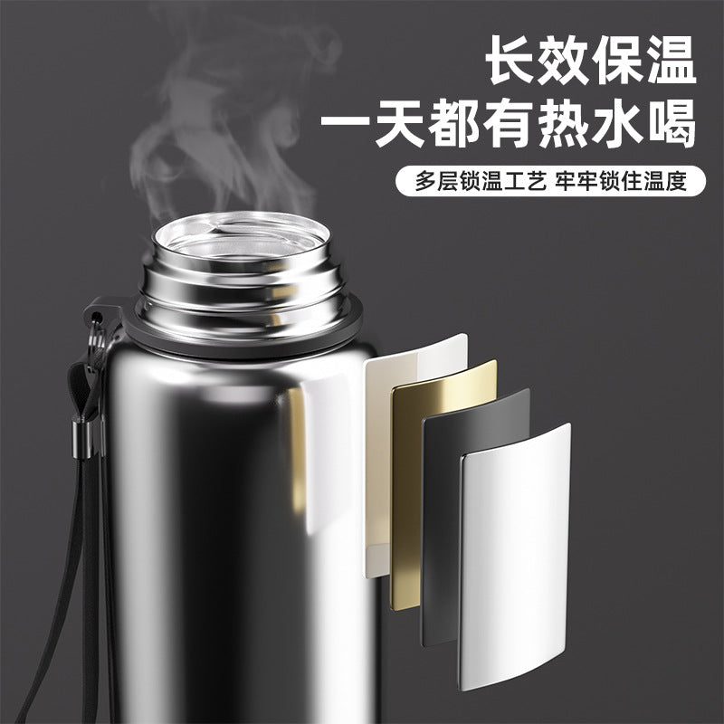 Outdoor men's large capacity all-steel kettle thermos 316 stainless steel tea infuser bottle car portable water cup