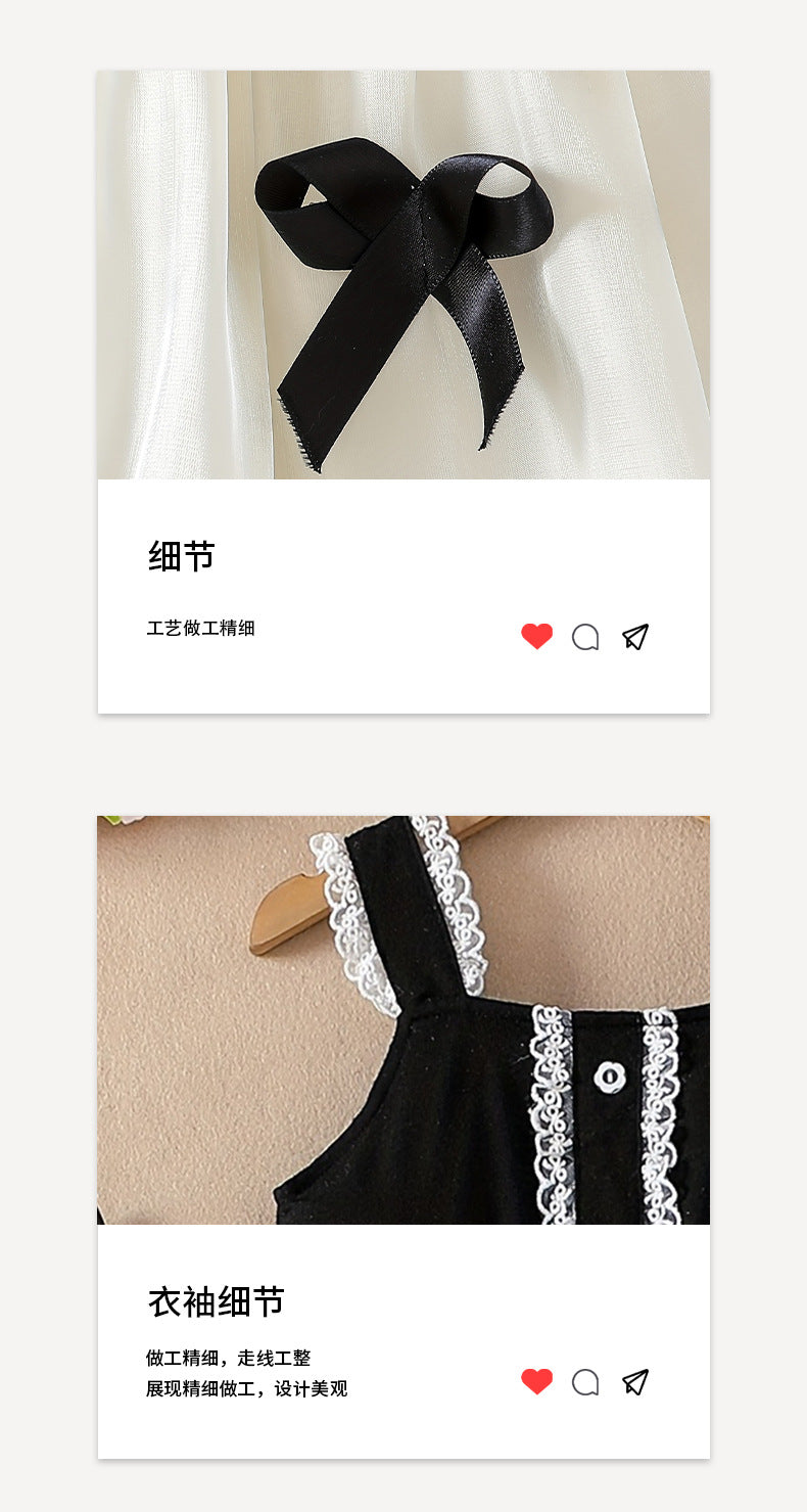 girls' summer sundress - korean style princess dress with bow, lace trim, and chic design