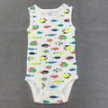 Export baby boy sleeveless khaki colorful fish printing baby pure cotton vest butt wrap summer breathable one-piece