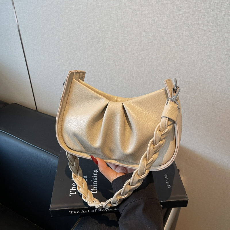 Foreign order this year's popular bag women's 2025 new fashion and casual versatile shoulder underarm bag pleated messenger bag