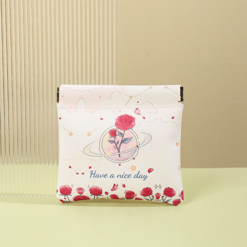 Shrapnel storage bag Automatic closed cosmetic bag Waterproof large-capacity portable storage bag Data cable Storage lipstick
