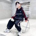 Boys' spring/autumn korean style color block hooded two-piece set -  new kids' spring activewear sweatshirt set