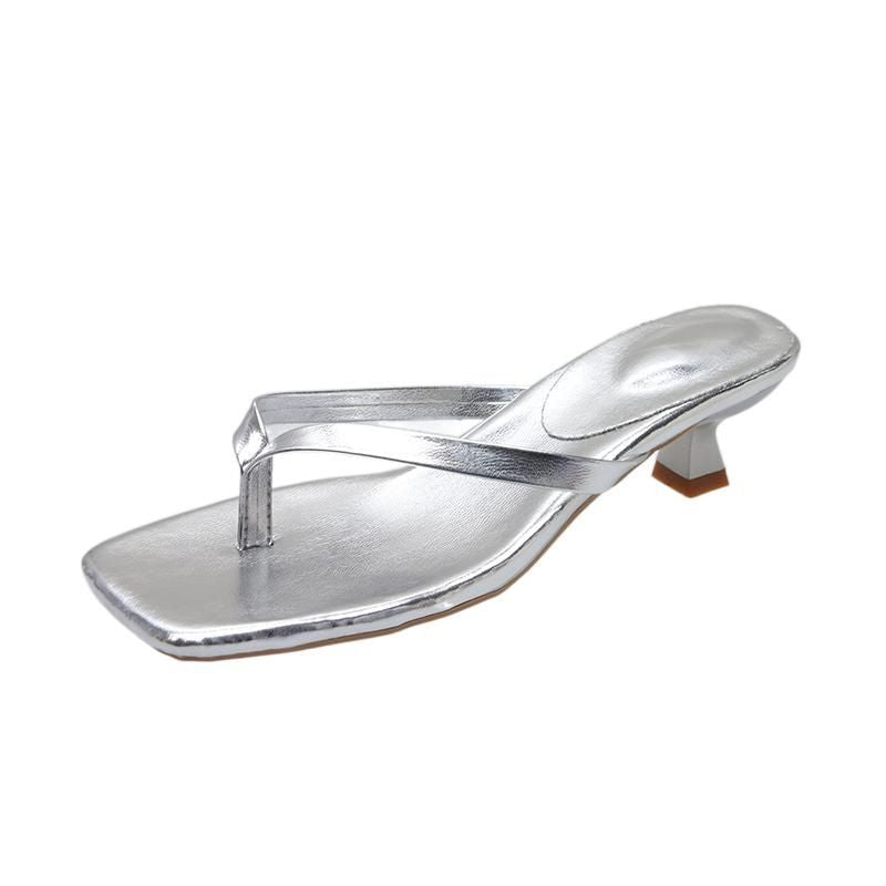 plus size small heel flip-flops for women  summer new arrivalfashioncasual square toe thin heel sandals