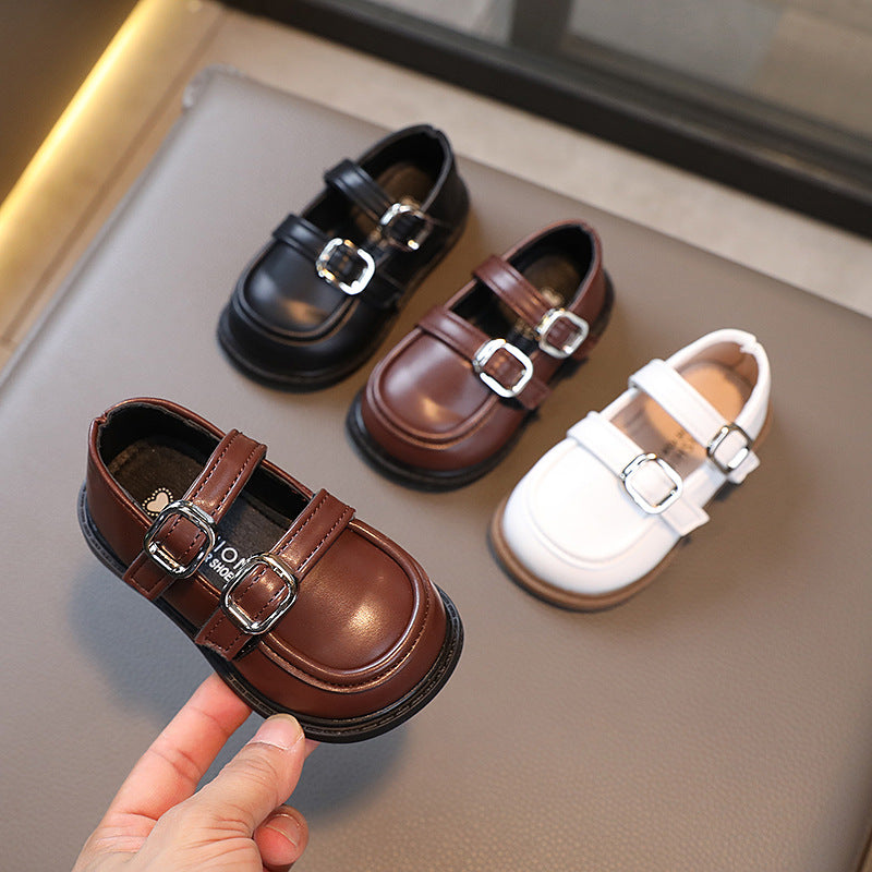 spring new girls' single shoes - korean style fashionable versatile children's leather shoes - princess shoes - trendy casual shoes