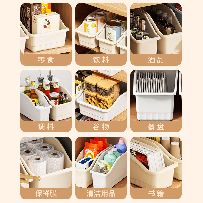 Customizable Tem Cabinet Storage Basket with Pulley Sundries Snack Seasoning Storage Basket Oblique Kitchen Storage Box