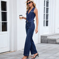 Fashion cross-border export  new style washed american fashion v-neck sleeveless vest pants two denim suit