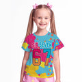 Kids' t-shirt, a cross-border bestseller featuring 67 elements, 3d digital print, summer casual fashion for girls, round neck, short sleeves
