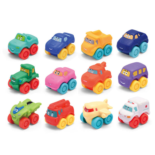 Cross-border export  children's cartoon vinyl toy car car aircraft construction vehicle drop-resistant toy trolley coasting