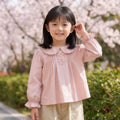 Spring new girls' long-sleeve shirt, korean style casual fashion blouse for baby girls, stylish children's top, trendy kids' clothing