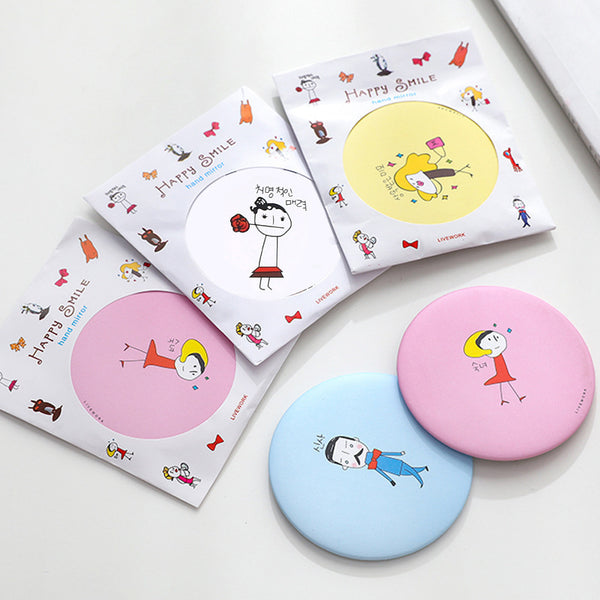 Cartoon mini small round mirror makeup mirror travel portable round creative cute body mirror high definition mirror