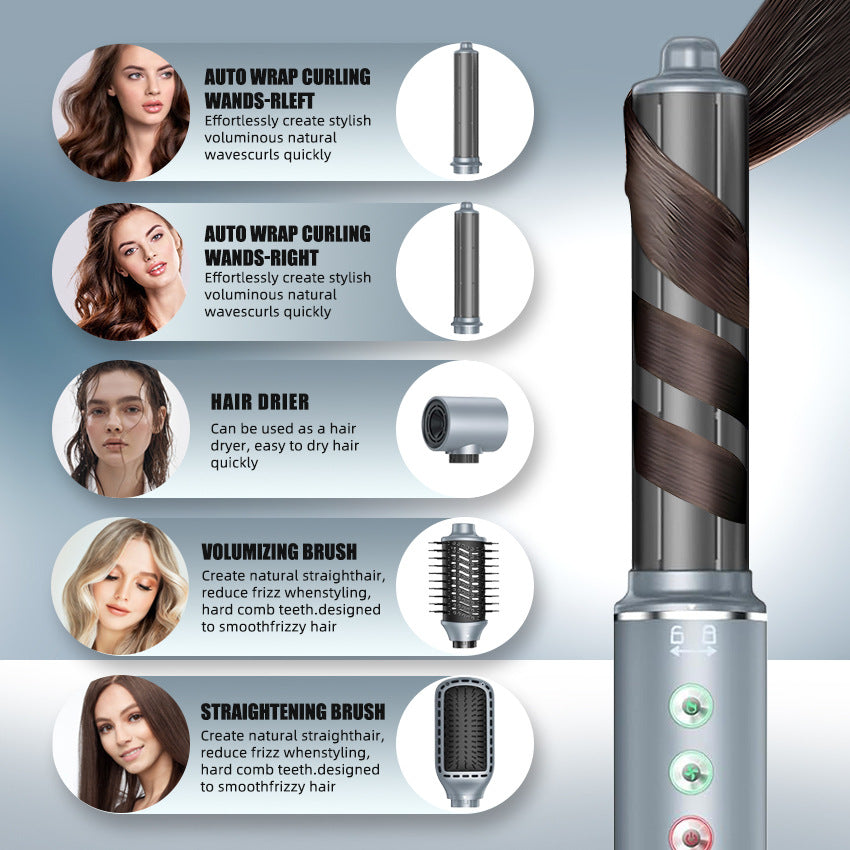 Cross-border five-in-one hot air comb, high-speed brushless hair dryer, curling iron, hair straightener, three-purpose multi-functional hair dryer comb