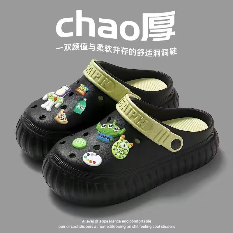 New arrival crocs women's summer outwear 2024new arrivalpopular super popular thick sole stepping on shit feeling beach baotou slippers beach