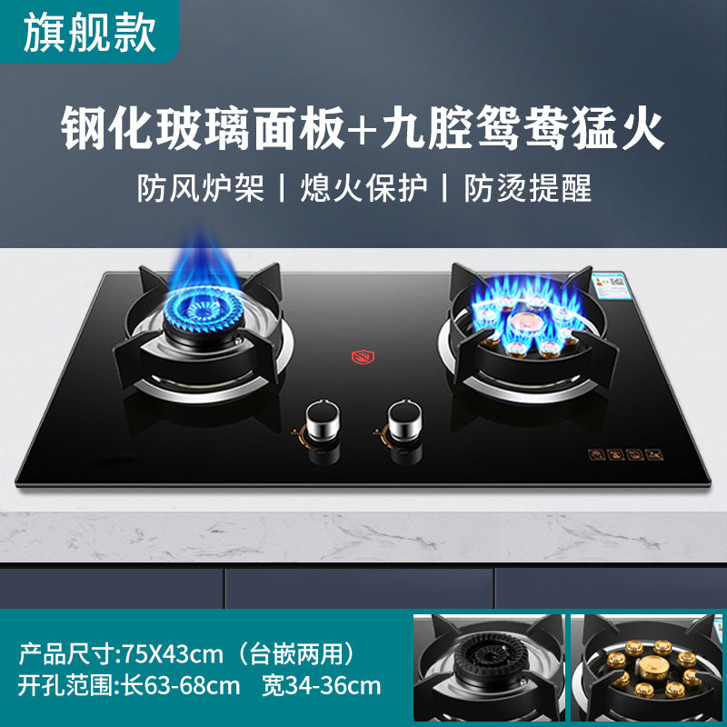 Wholesale high-power gas stove double burner for home natural gas table embedded liquefied petroleum gas stove fierce stove