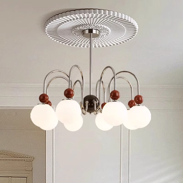 Pearl red ball medieval magic beans French cream style living room chandelier simple modern Bauhaus bedroom eye protection lamp