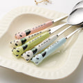 304 stainless steel portable cutlery set - creative panda design with ceramic handle fork, spoon, and chopsticks (3-piece set)