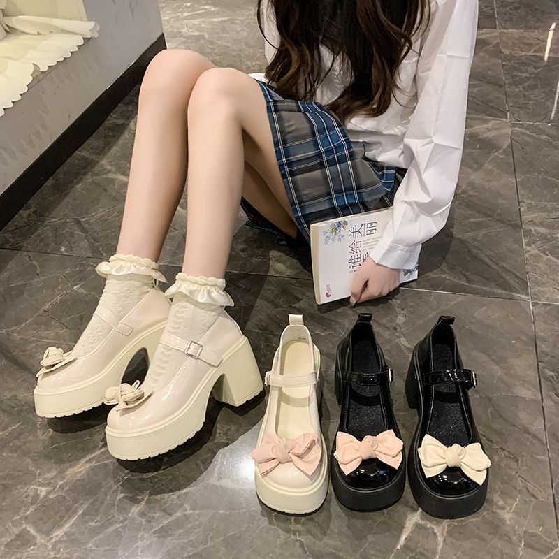 Japanese style jk uniform shoes sweet & cool mary janes leather shoes women's 2025 autumn new collection preppy bow single shoes