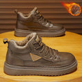Fleece-lined men's shoes 2025new arrival autumn winter high-top sneakers men's leather heattechthickened cotton shoes low-top boots