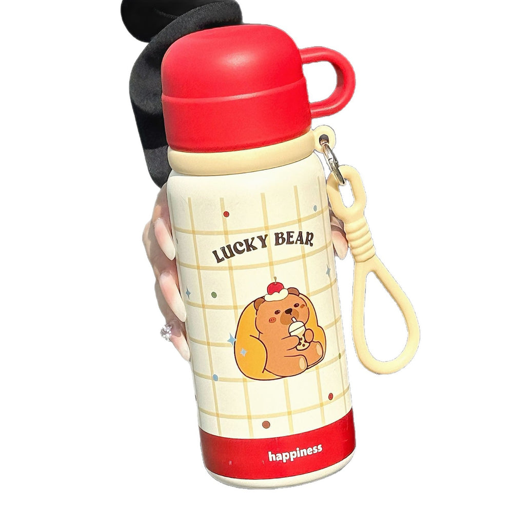 Portable tea lid stainless steel tea water separation thermos cup large capacity three-drink straw cup for men and women students wholesale personalized